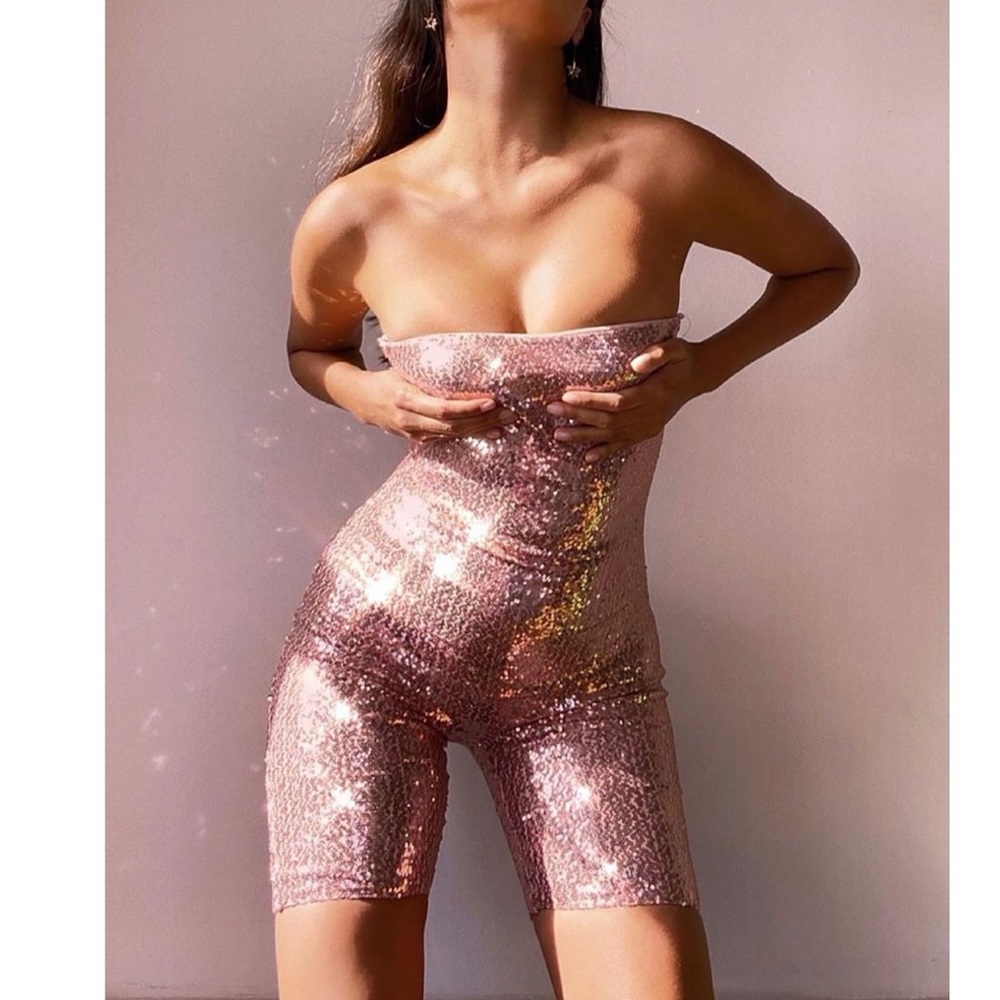 Sequin Romper - Pink